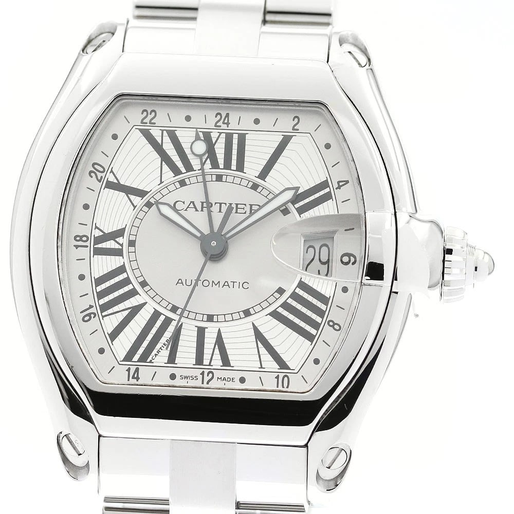 CARTIER ROADSTER GMT SILVER DIAL AUTOMATIC WATCH WRIST WATCH: CARTIER Roadster GMT Silver Dial Automatic Watch Wrist Watch Brand: CARTIER Type: Wristwatch Material: Band Material Stainless Steel, Case Material Stainless Steel Color: Band Color Silver, Case Co