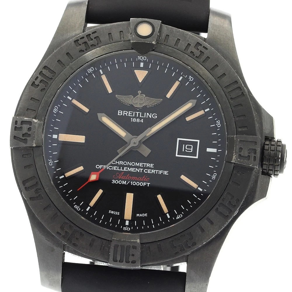BREITLING AVENGER BLACKBIRD 12 DATE AUTOMATIC WATCH WRIST WATCH: BREITLING Avenger Blackbird 12 Date Automatic Watch Wrist Watch Brand: BREITLING Type: Wristwatch Material: Band Material rubber, Case Material titanium Color: Band Color black, Case Color black, D