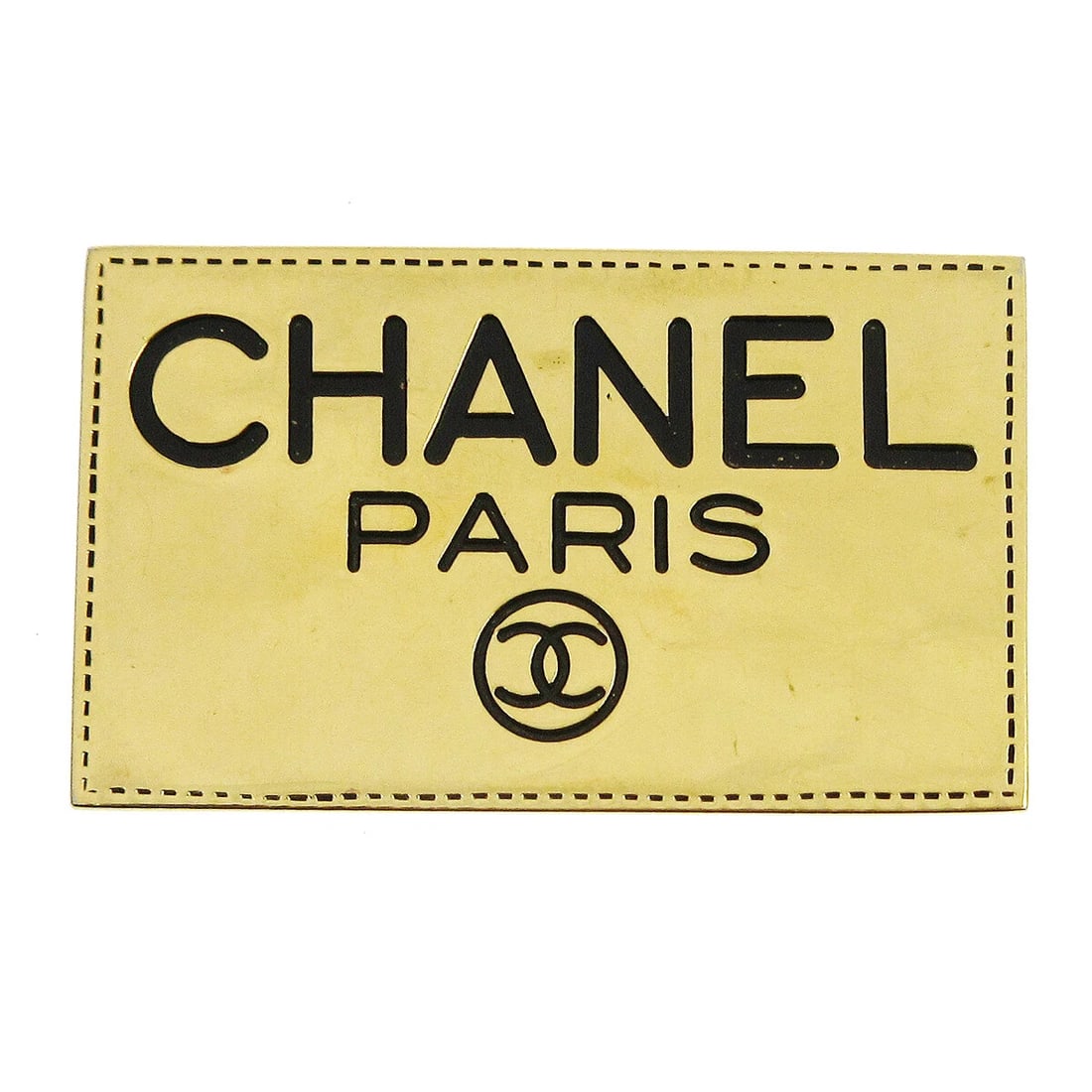 CHANEL PLATE BROOCH PIN GOLD: Chanel Plate Brooch Pin Gold Brand: Chanel Type/Style: Brooch Material: Gold-tone, Color: Gold Size: W 5.2 x H 3.0 cm Accessories: None Accessories Notice: When purchasing pre-owned goods,