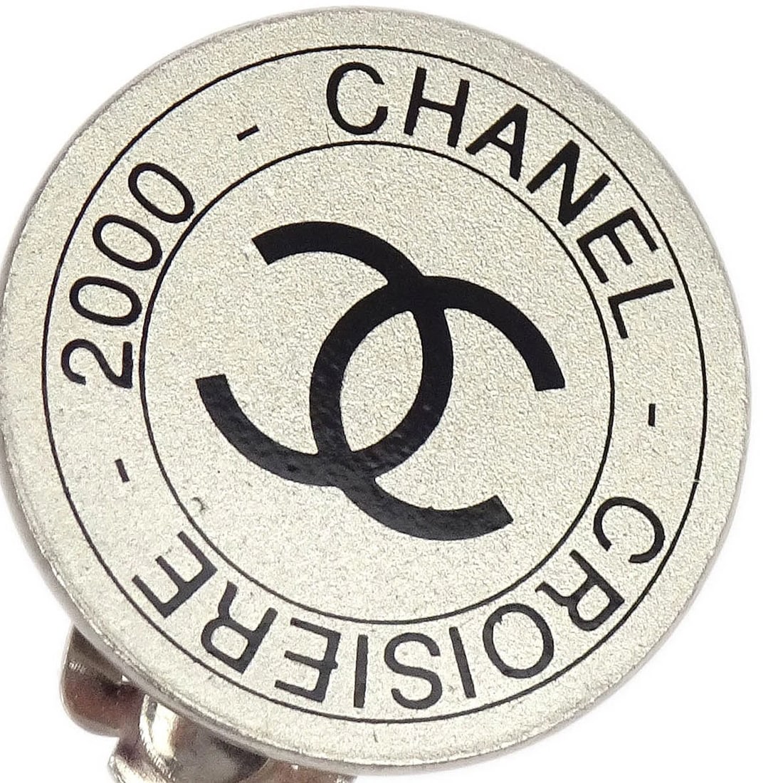 CHANEL BUTTON EARRINGS CLIP-ON SILVER - 2