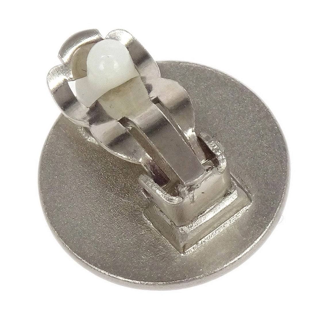 CHANEL BUTTON EARRINGS CLIP-ON SILVER - 3