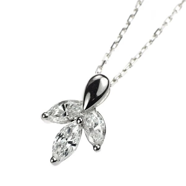 K18WG MARQUISE CUT DIAMOND PENDANT NECKLACE: K18WG Marquise Cut Diamond Pendant Necklace Brand: None Type/Style: Pendant Necklace Material: Metal Purity None, Metal K18WG, Main Stone/Creation Natural Color: None Size: Necklace: Chain
