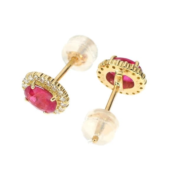 K18YG RUBY DIAMOND EARRINGS - 2