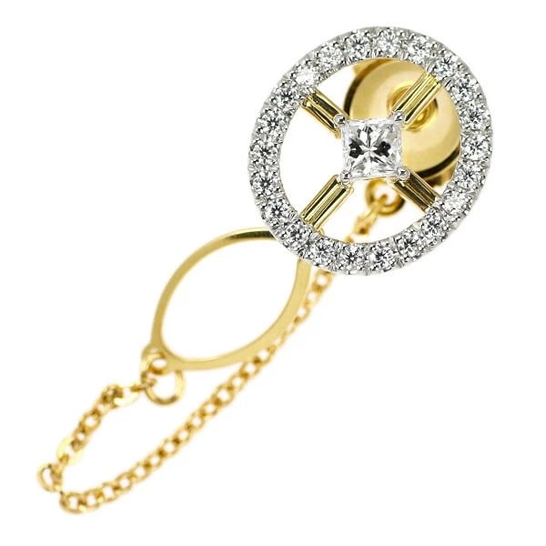 K18YG/PT900 DIAMOND BROOCH: K18YG/PT900 diamond brooch Brand: None Type/Style: brooch Material: Metal Purity K18, Metal Gold, Main Stone/Creation Natural Color: None Size: Length/Width/Diameter19.3 Accessories: None