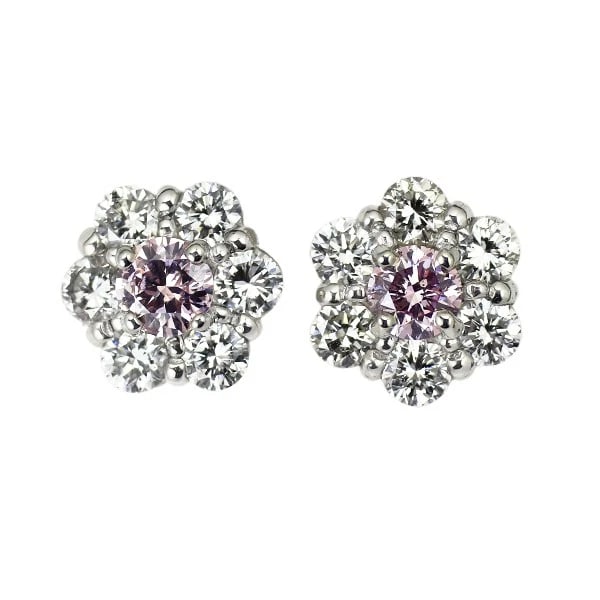 BRAND NEW PT900 NATURAL PINK DIAMOND EARRINGS: Brand New Pt900 Natural Pink Diamond Earrings Brand: None Type/Style: piercing Material: Metal Purity 900, Metal Platinum, Main Stone/Creation Natural Color: None Size: Length/Width/Diameter6.2 A