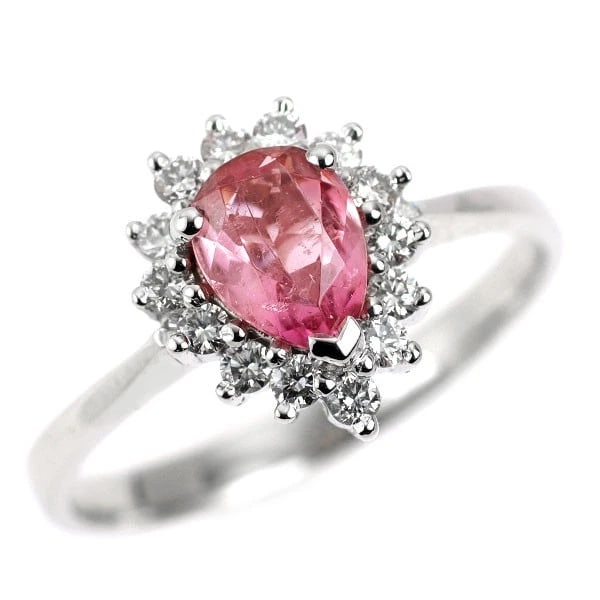 PT900 PINK TOURMALINE DIAMOND RING (1 of 2)