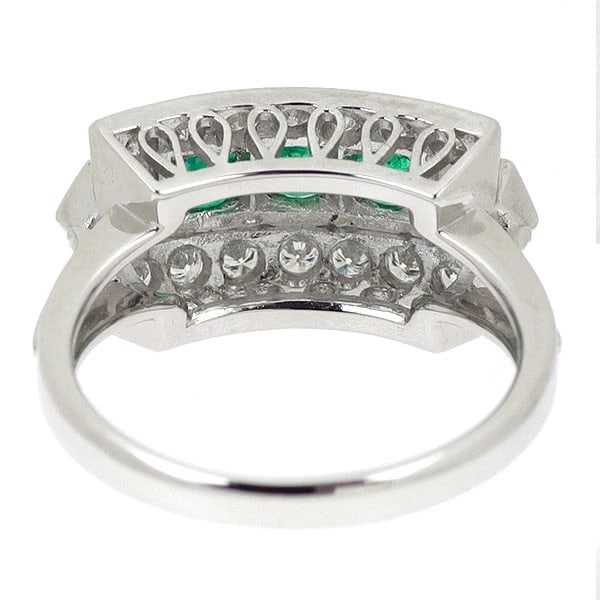 PT900 EMERALD DIAMOND RING - 2