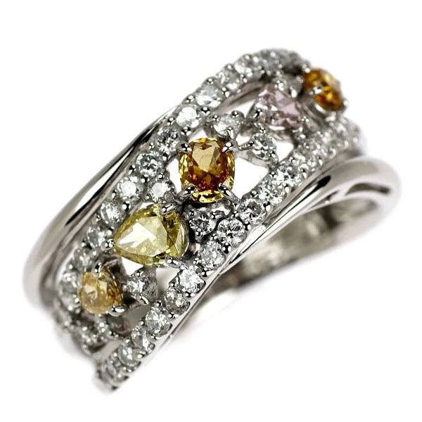 PT900 FANCY COLOR/COLLARLESS DIAMOND RING: Pt900 Fancy Color/Collarless Diamond Ring Brand: None Type/Style: Ring Material: Metal Purity 900, Metal Platinum, Main Stone/Creation Natural Color: None Size: 6 US Accessories: None
