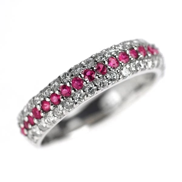 PT900 RUBY DIAMOND RING: Pt900 ruby diamond ring Brand: None Type/Style: Ring Material: Metal Purity 900, Metal Platinum, Main Stone/Creation Ruby Color: Platinum Size: 7.25 US Accessories: None Accessories Notice