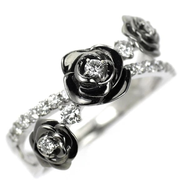 BLACK COATING/ K18WG DIAMOND RING: black coating/ K18WG diamond ring Brand: None Type/Style: Ring Material: Metal Purity K18, Metal None, Main Stone/Creation Natural Color: White Gold Size: 5.5 - 5.75 US Accessories: None