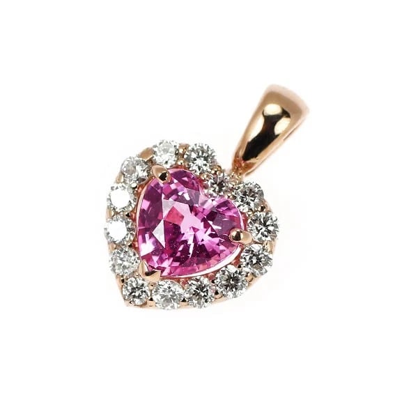BRAND NEW K18PG HEART SHAPE PINK SAPPHIRE DIAMOND PENDANT TOP: Brand New K18PG Heart Shape Pink Sapphire Diamond Pendant Top Brand: None Type/Style: pendant top Material: Metal Purity K18, Metal Gold, Main Stone/Creation sapphires Color: none Size: