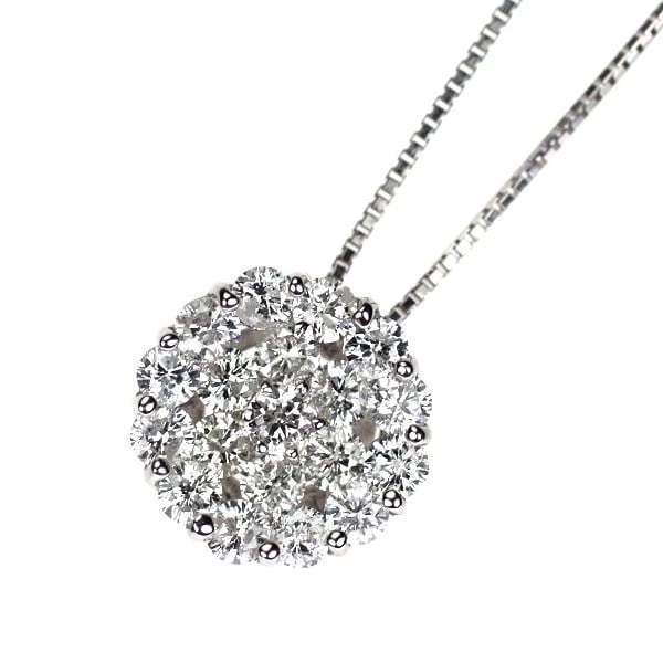 K18WG DIAMOND PENDANT NECKLACE: K18WG DIAMOND PENDANT NECKLACE Brand: None Type/Style: Pendant Necklace Material: Metal Purity K18, Metal Gold, Main Stone/Creation Natural Color: White Gold Size: Necklace: Chain Length