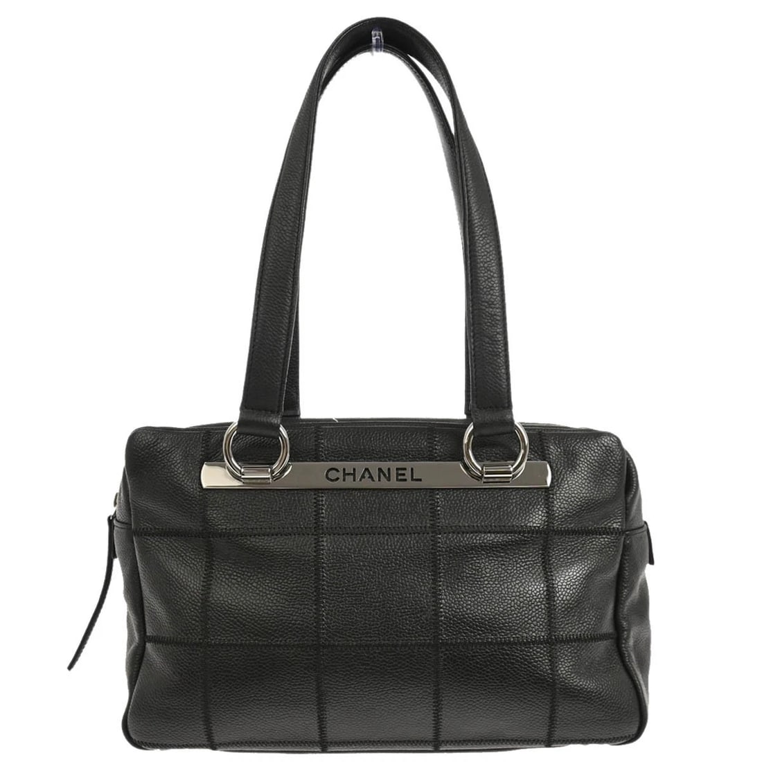 CHANEL BLACK CALFSKIN CHOCO BAR HANDBAG (1 of 6)