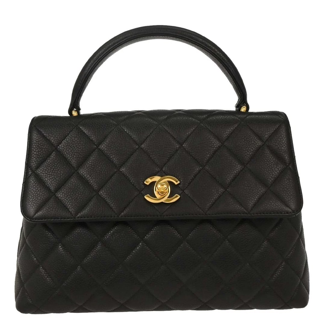 CHANEL BLACK CALFSKIN HANDBAG (1 of 4)