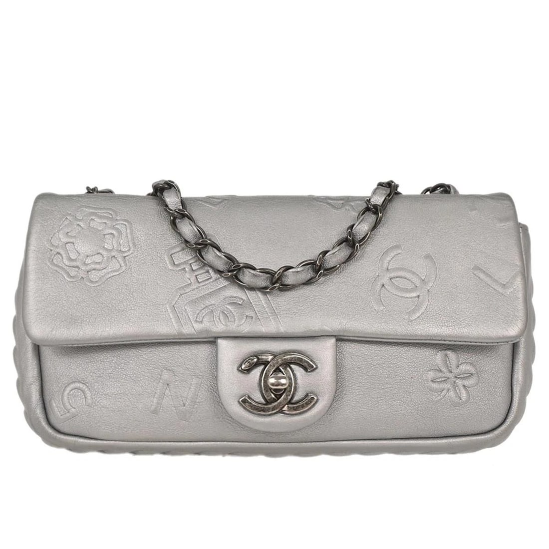 CHANEL SILVER CALFSKIN ICON SHOULDER BAG (1 of 6)