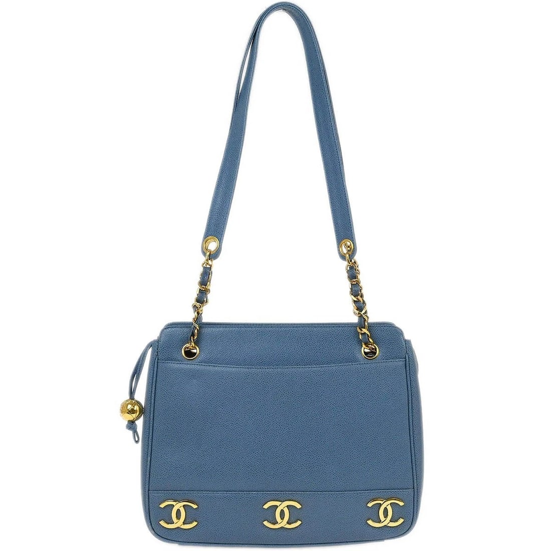 CHANEL BLUE CALFSKIN TRIPLE CC SHOULDER TOTE BAG (1 of 8)