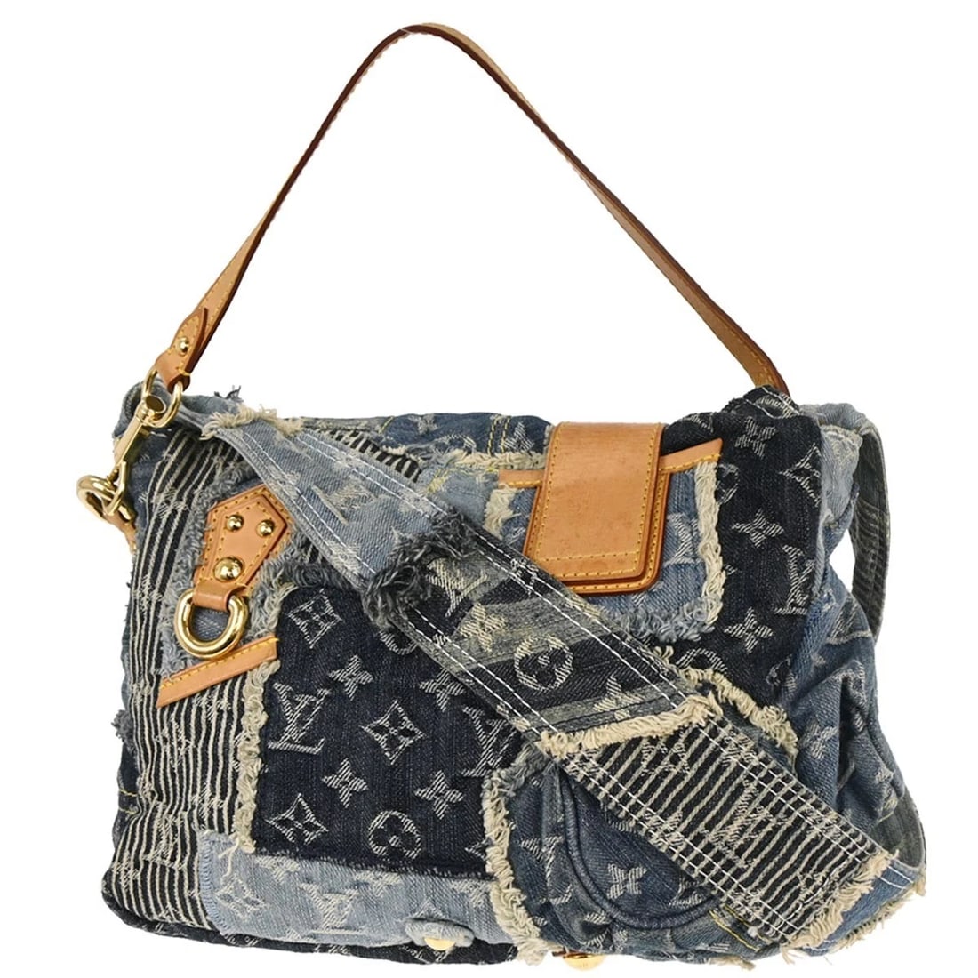 LOUIS VUITTON MONOGRAM DENIM PATCHWORK POSTIE 2WAY HANDBAG - 2