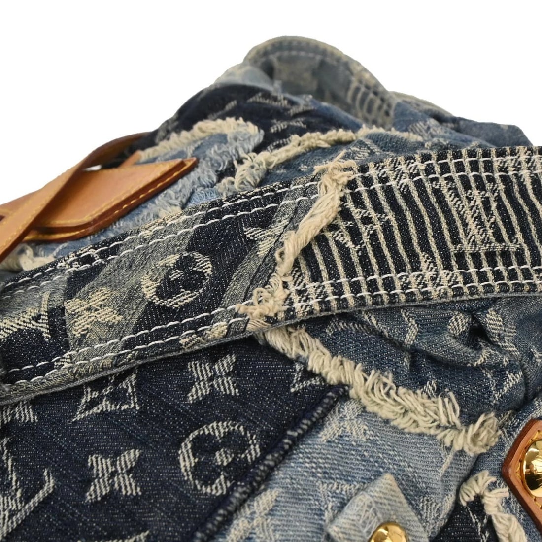 LOUIS VUITTON MONOGRAM DENIM PATCHWORK POSTIE 2WAY HANDBAG - 6
