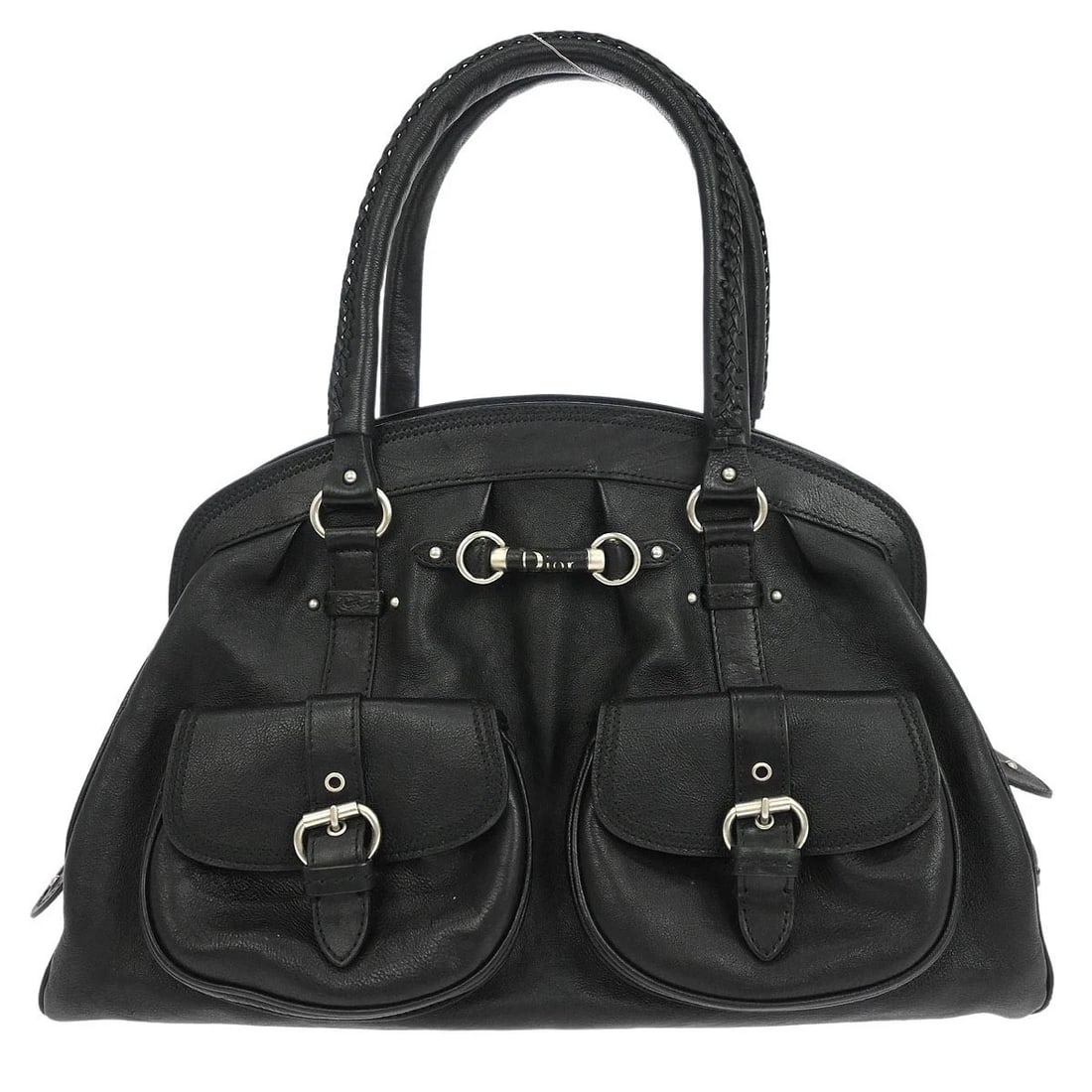 CHRISTIAN DIOR BLACK LEATHER MY DIOR DUFFLE HANDBAG: Christian Dior Black Leather My Dior Duffle Handbag Brand: Dior Type/Style: Duffle Material: Leather Color: Black Size: W 15.0 x H 9.8 x D 6.7 " Handle Drop. 5.5 " Accessories: None Access
