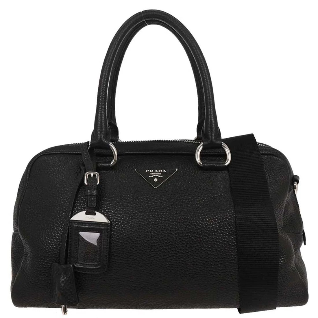 PRADA BLACK LEATHER 2WAY HANDBAG (1 of 8)