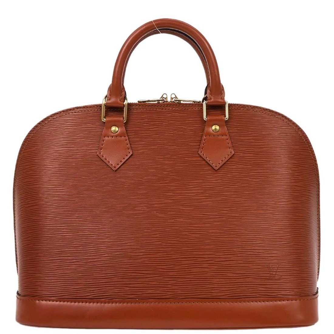 LOUIS VUITTON BROWN EPI ALMA HANDBAG: Louis Vuitton Brown Epi Alma Handbag Brand: Louis Vuitton Type/Style: Top Handle Bag Material: Epi Leather, Leather Color: Kenyan brown * Brown Size: W 12.2 x H 9.1 x D 6.7 " Handle Drop. 3.1 " A