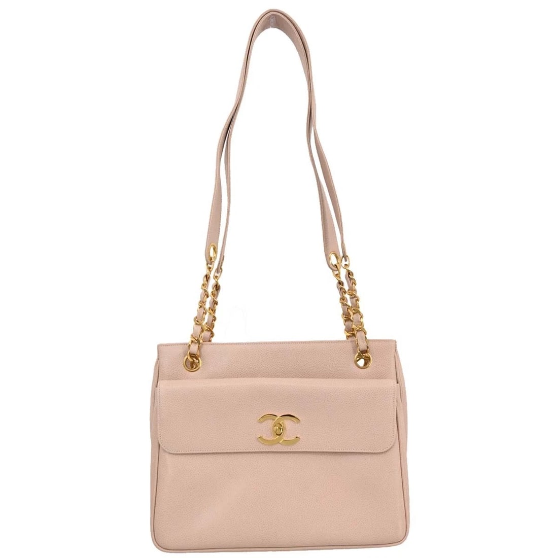 CHANEL LIGHT PINK CALFSKIN TOTE SHOULDER BAG (1 of 6)