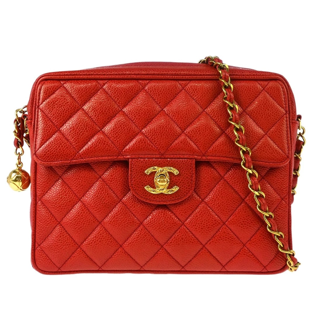 CHANEL RED CALFSKIN CAMERA BAG (1 of 6)