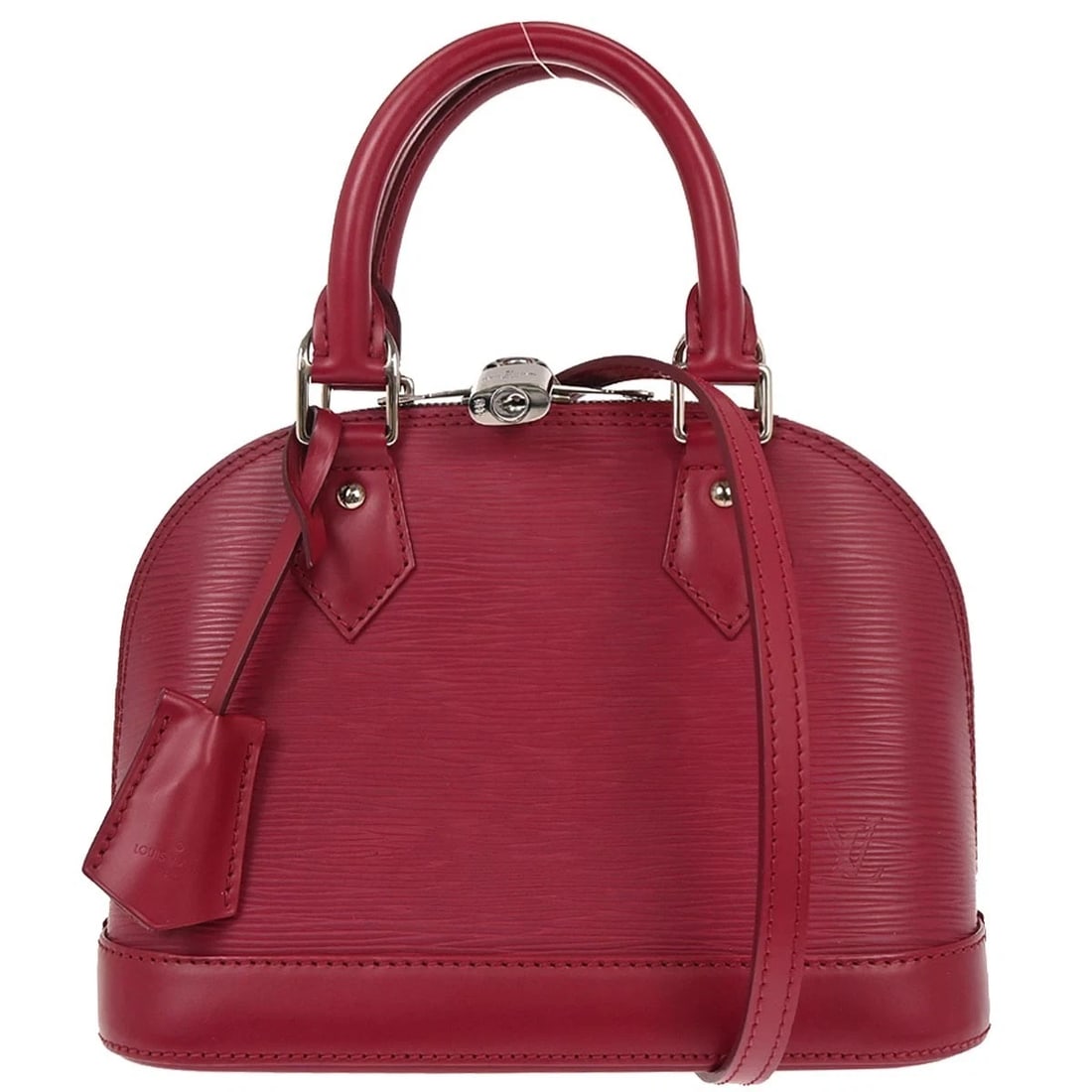 LOUIS VUITTON PINK EPI ALMA BB 2WAY HANDBAG: Louis Vuitton Pink Epi Alma BB 2way Handbag Brand: Louis Vuitton Type/Style: Top Handle Bag Material: Epi Leather Color: Fuchsia * Pink Size: W 9.4 x H 7.1 x D 4.7 " Handle Drop. 3.1 " Strap Drop.