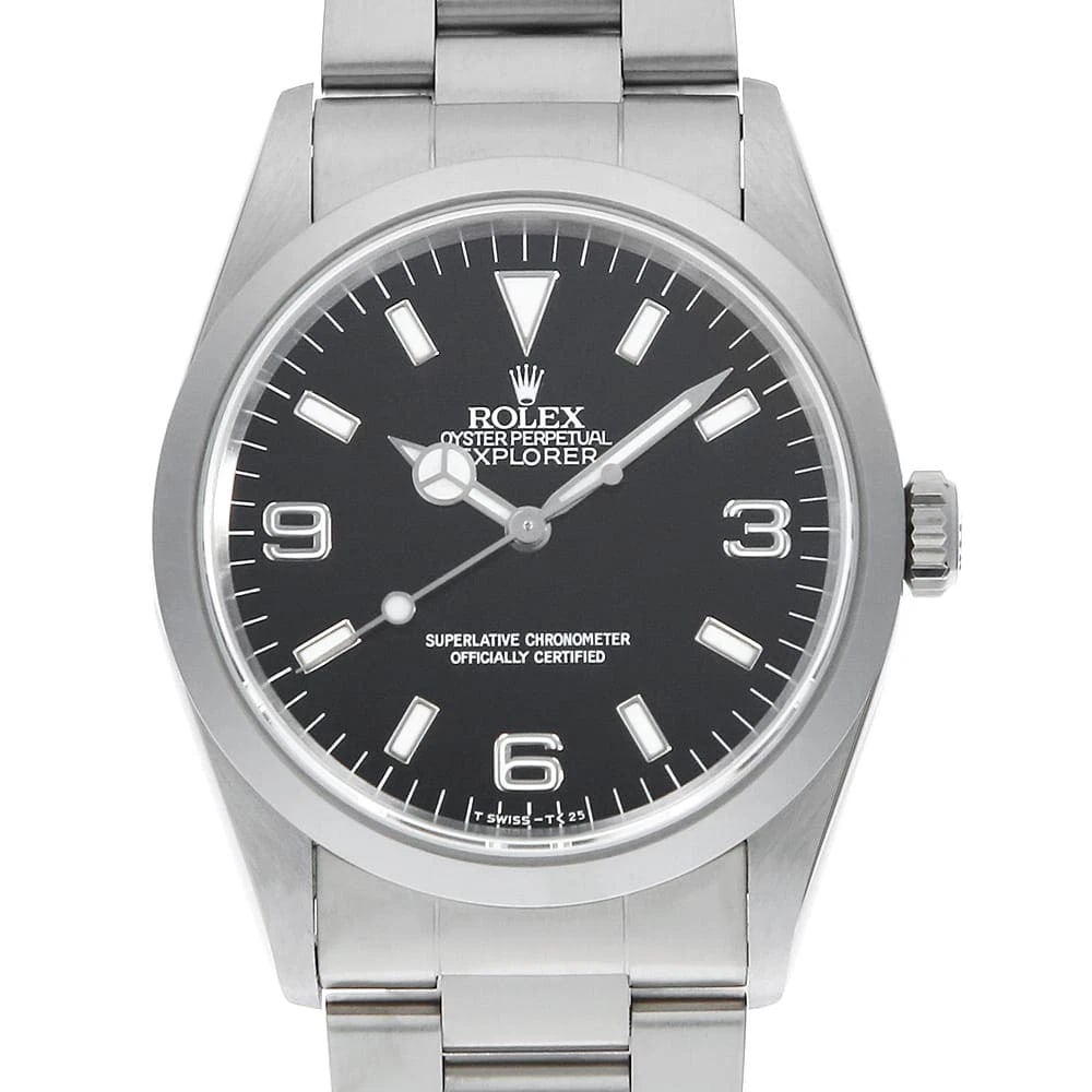 ROLEX EXPLORER I BLACK ALL TRITIUM SINGLE BUCKLE WRIST WATCH: ROLEX Explorer I black All tritium single buckle Wrist Watch Brand: ROLEX Type: Wrist watch Material: Band Material Stainless Steel, Case Material Stainless Steel Color: Black Size: Case:W36mm Cir