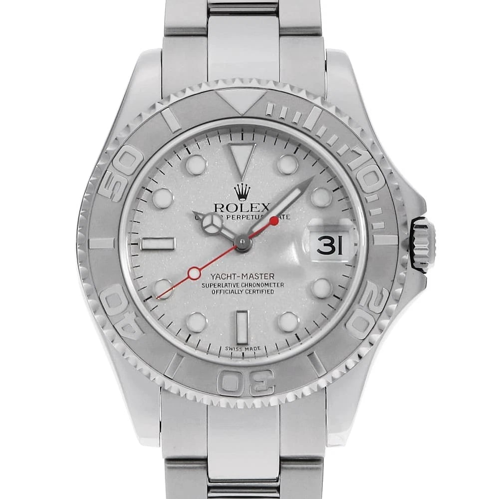 ROLEX YACHT MASTER SILVER WRIST WATCH: ROLEX Yacht master Silver Wrist Watch Brand: ROLEX Type: Wrist watch Material: Band Material Stainless Steel, Case Material Stainless Steel Color: Silver Size: Case:W34mm Circumference of Wrist:18