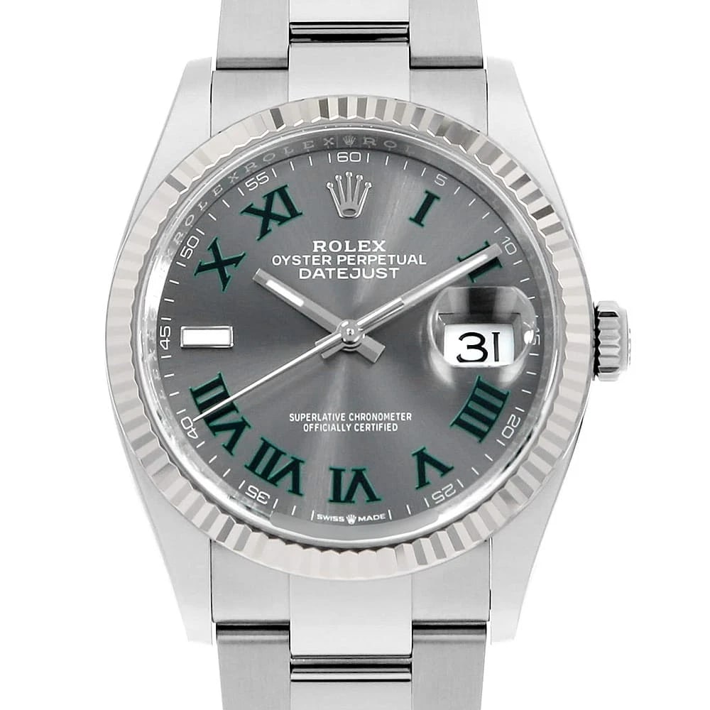 ROLEX DATEJUST 36 SLATE (GREY) GREEN ROMA WRIST WATCH (1 of 5)
