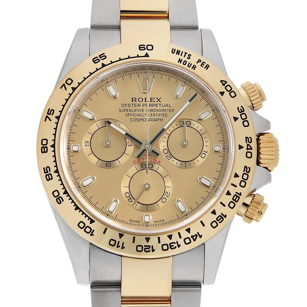ROLEX COSMOGRAPH DAYTONA CHAMPAGNE SECOND HAND WRIST WATCH: ROLEX Cosmograph Daytona Champagne second hand Wrist Watch Brand: ROLEX Type: Wrist watch Material: Band Material Stainless Steel/Yellow Gold, Case Material Stainless Steel/Yellow Gold Color: Champ