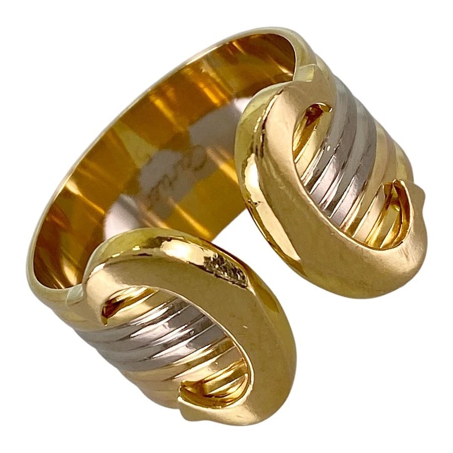 CARTIER 2C TRINITY YELLOW GOLD RING: Cartier 2C Trinity Yellow gold Ring Brand: Cartier Type/Style: Ring Material: 18K Yellow Gold K18WG 18K Pink Gold, Color: Gold Size: US:6.5-7 Accessories: None Accessories Notice: When