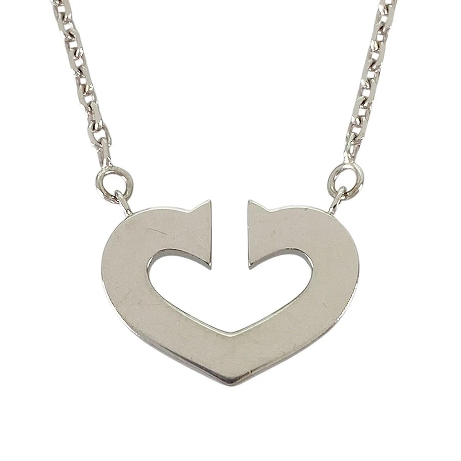 CARTIER C HEART WHITE GOLD NECKLACE: Cartier C Heart White gold Necklace Brand: Cartier Type/Style: Necklace Material: 18K White Gold, Color: Silver Size: Top size:12.6mm×17.0mm Necklace full length:40cm Accessories: None