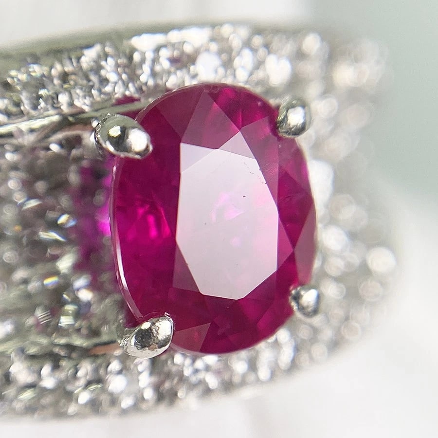 RING PLATINUM RUBY DIAMOND - 7