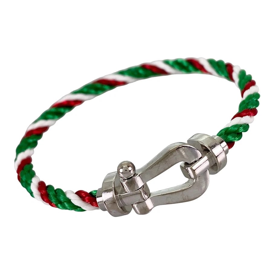 FRED FORCE 10 LM WHITE GOLD BRACELET: FRED Force 10 LM White gold Bracelet Brand: FRED Type/Style: Bracelet Material: K18WG Stainless Steel, Color: Silver Red White Green Size: Top size:25.8mm×13.1mm Wrist Size:18.0cm 