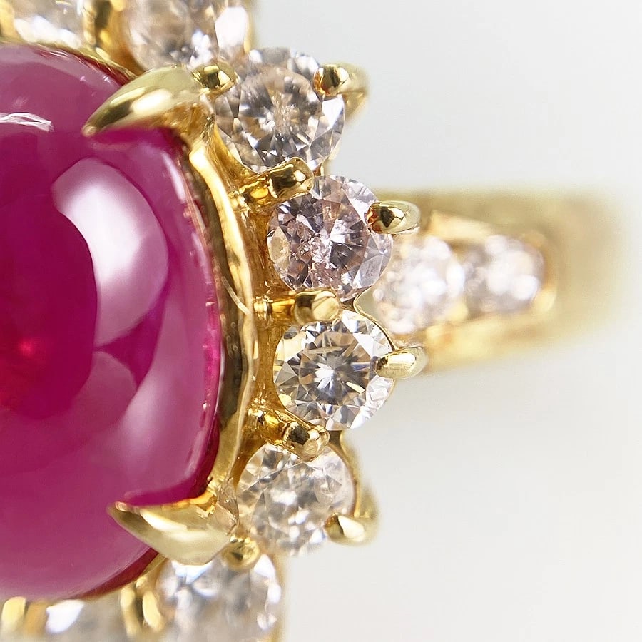 RING YELLOW GOLD RUBY DIAMOND - 8