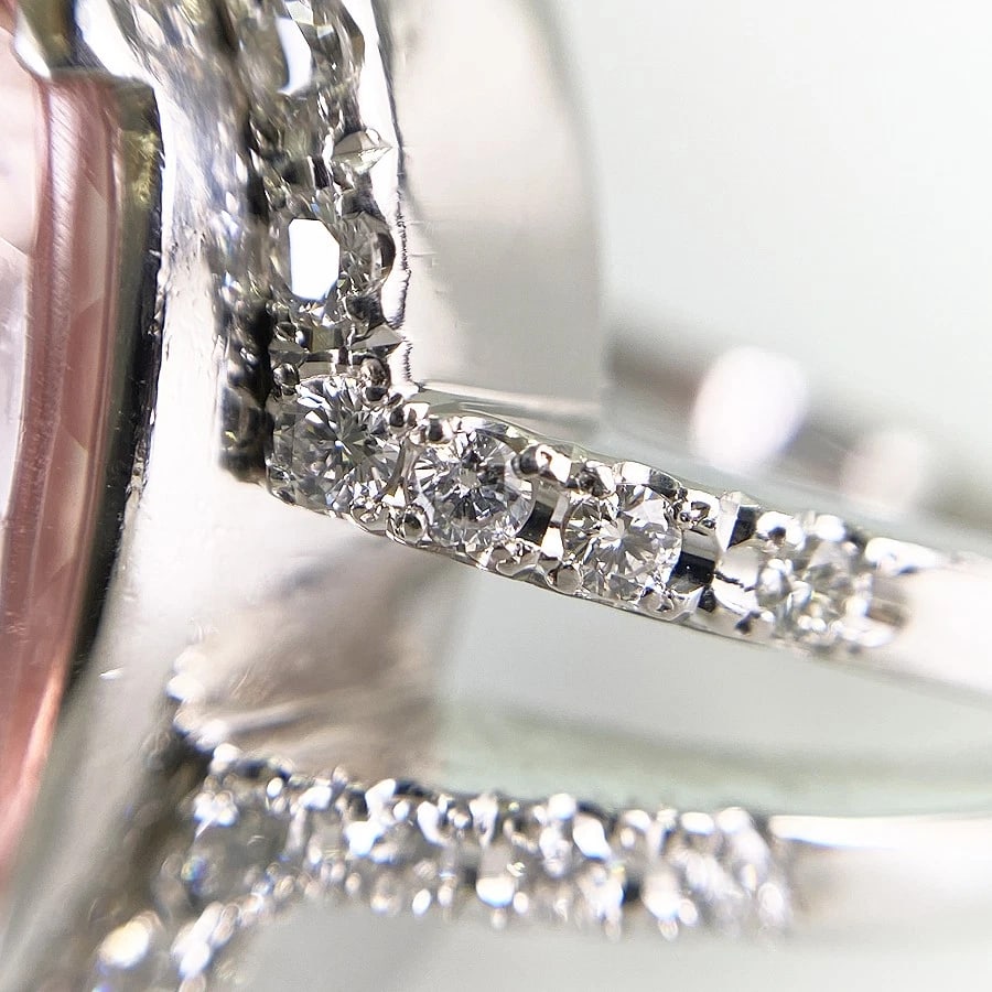 RING PLATINUM MORGANITE DIAMOND - 4