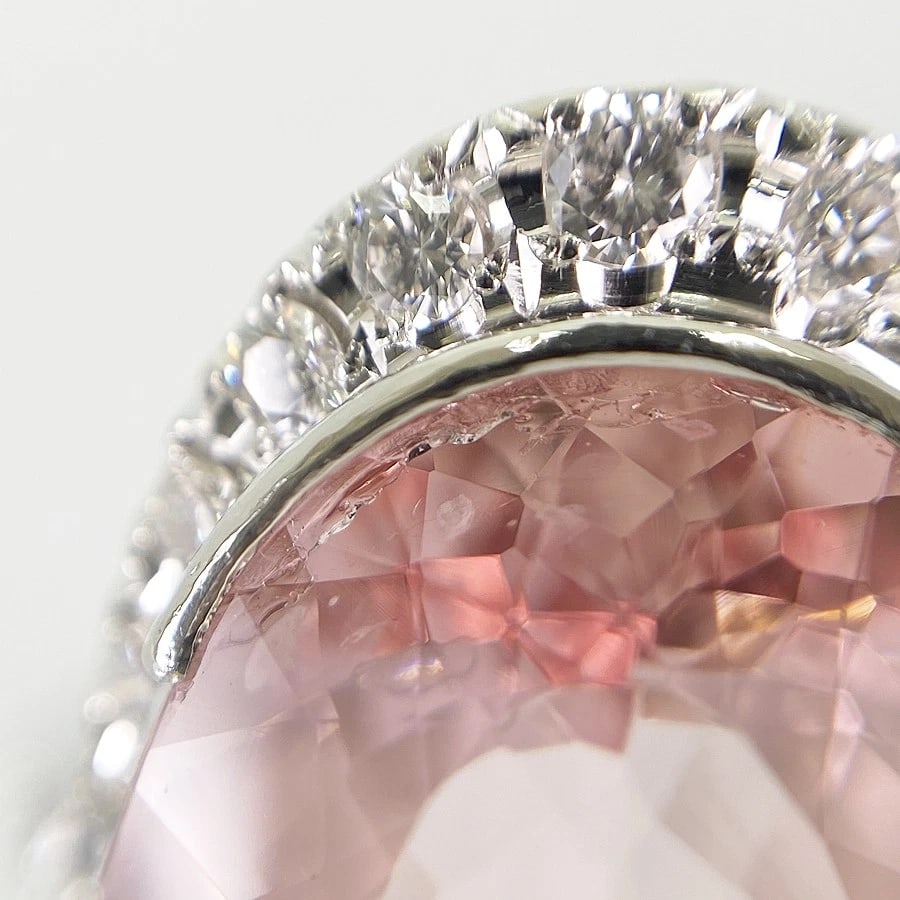 RING PLATINUM MORGANITE DIAMOND - 6