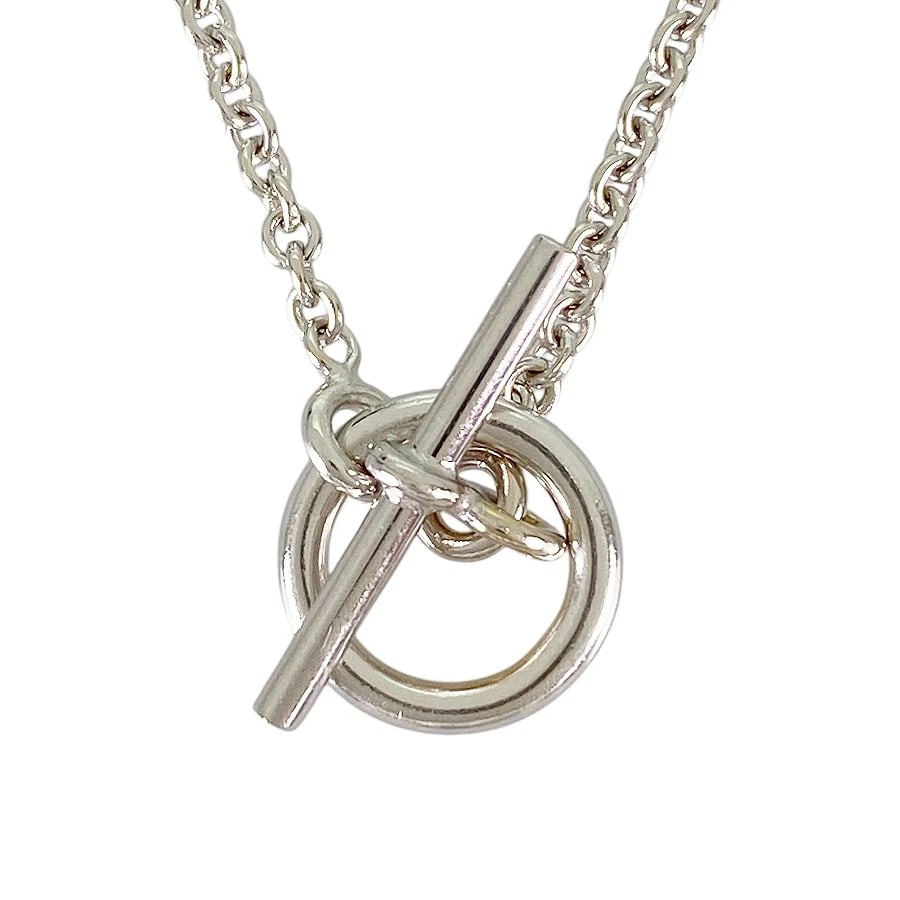 HERMES ECHAPPÉ LG WHITE GOLD NECKLACE: HERMES Echappé LG White gold Necklace Brand: HERMES Type/Style: Necklace Material: 18K White Gold, Color: Silver Size: Necklace full length:44cm Accessories: None Accessories Notice: When p