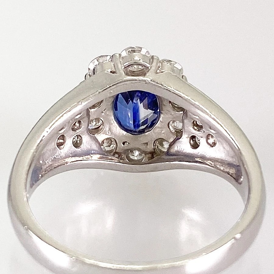 RING PLATINUM BLUE SAPPHIRE DIAMOND - 4