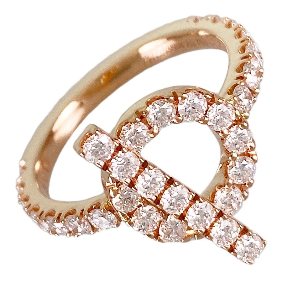 HERMES FINESSE ROSE GOLD DIAMOND RING: HERMES Finesse Rose gold Diamond Ring Brand: HERMES Type/Style: Ring Material: 18K Pink Gold, Color: Rose Gold Size: US:5-5.5 Accessories: None Accessories Notice: When purchasing pre-owned