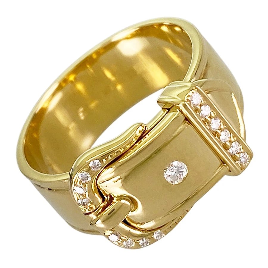 HERMES BOOKLE SERIE YELLOW GOLD DIAMOND RING (1 of 6)