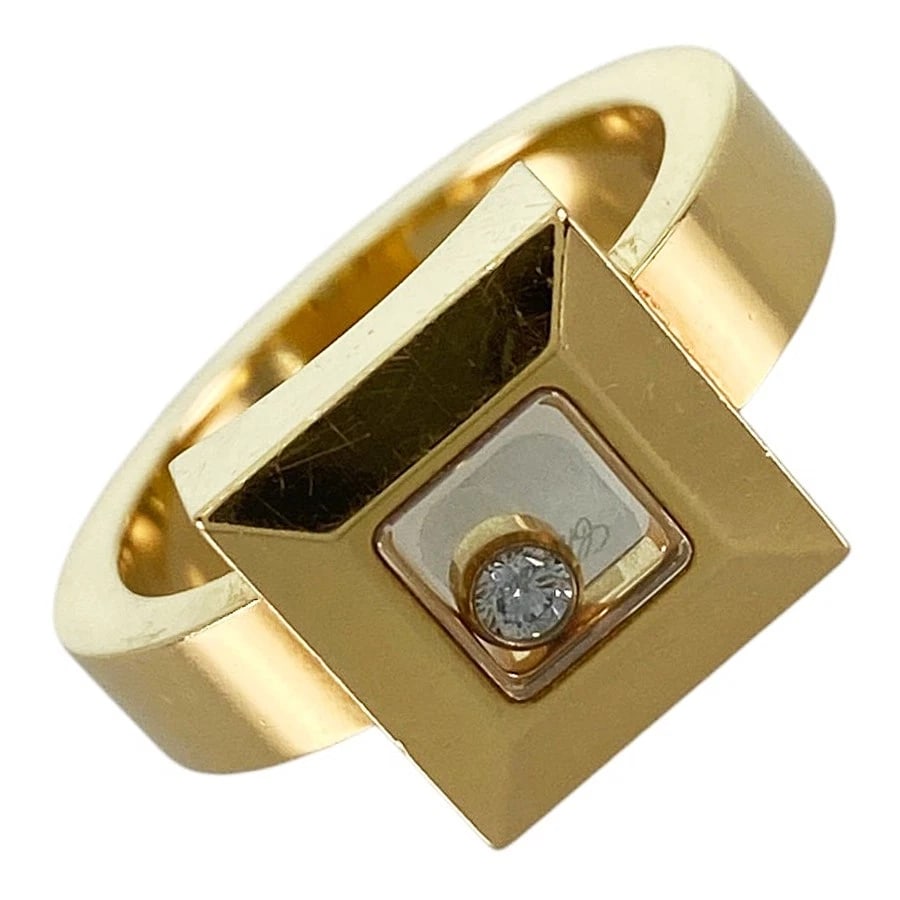 CHOPARD HAPPY DIAMOND SQUARE YELLOW GOLD DIAMOND RING: Chopard Happy Diamond Square Yellow gold Diamond Ring Brand: Chopard Type/Style: Ring Material: 18K Yellow Gold, Main Stone/Creation Natural Color: Gold Size: US:5.5 Accessories: None