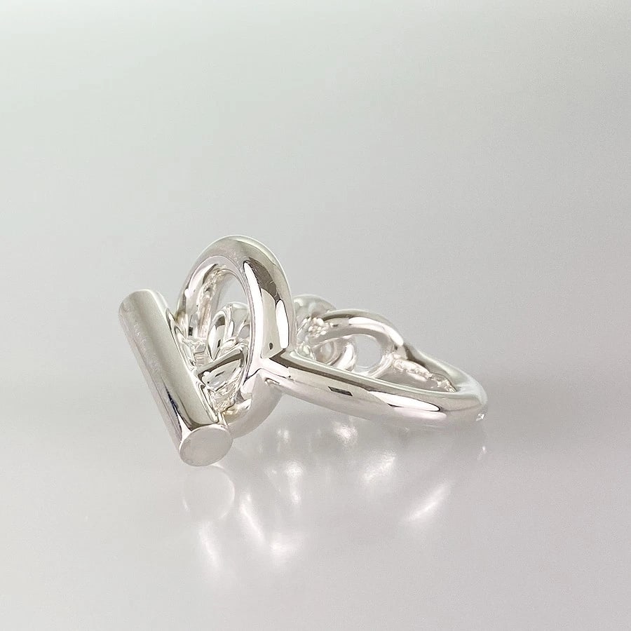 HERMES CROISETTE SILVER RING - 3
