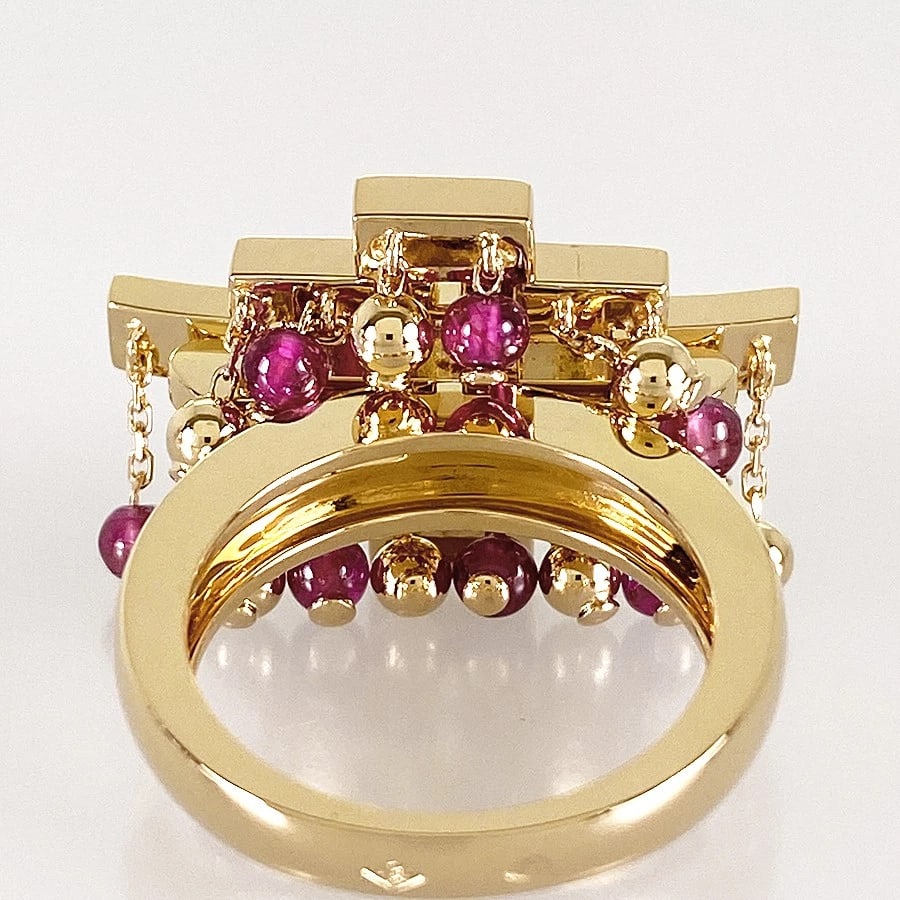 CARTIER YELLOW GOLD RUBY DIAMOND RING - 4