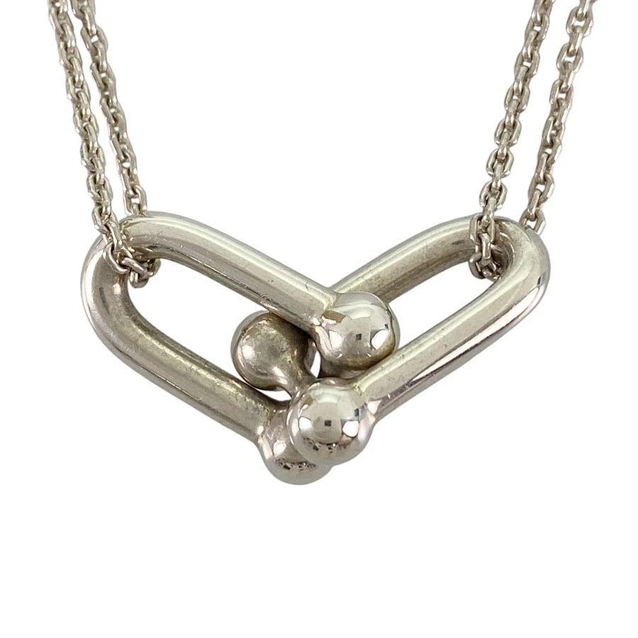 TIFFANY&CO. HARD WEAR DOUBLE LINK SILVER NECKLACE: TIFFANY&Co. Hard Wear Double Link Silver Necklace Brand: TIFFANY&Co. Type/Style: Necklace Material: Silver 925, Color: Silver Size: Top size:12.0mm×31.0mm Necklace full length:37cm 
