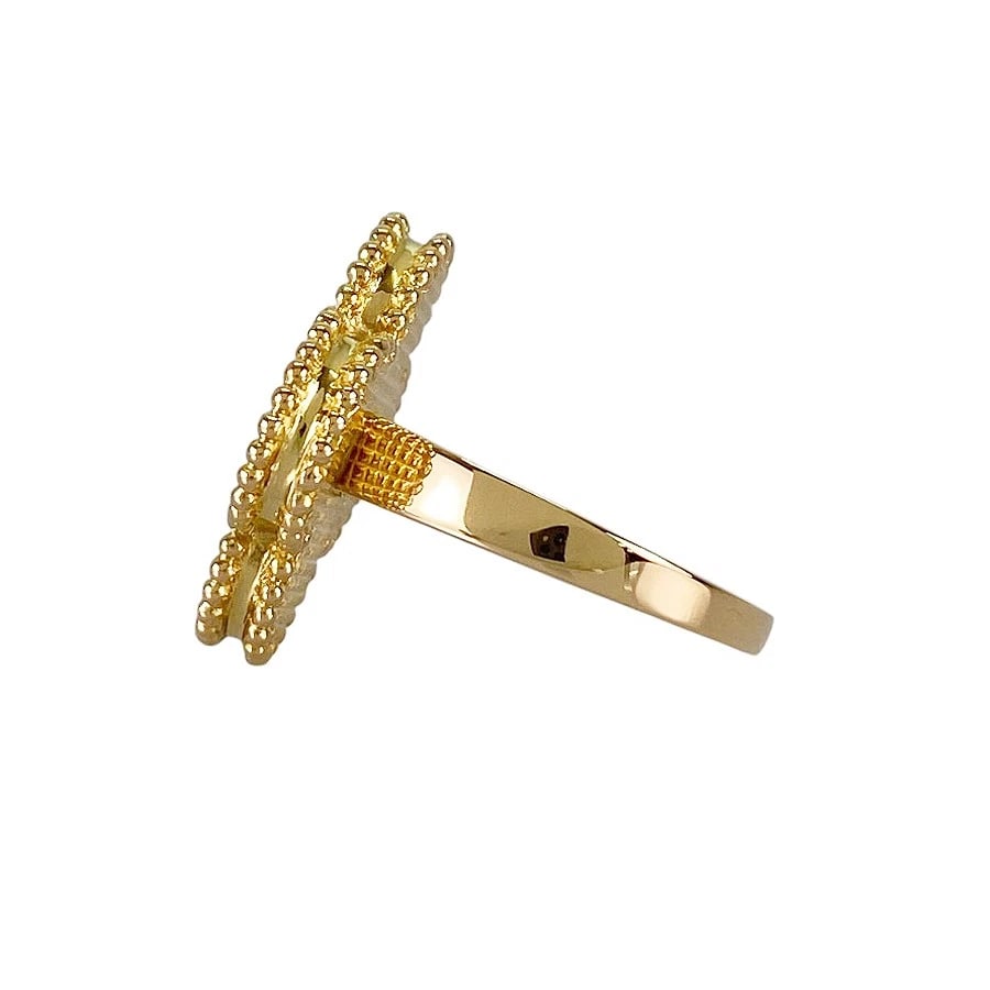 VAN CLEEF & ARPELS MAGIC ALHAMBRA YELLOW GOLD SHELL RING - 2