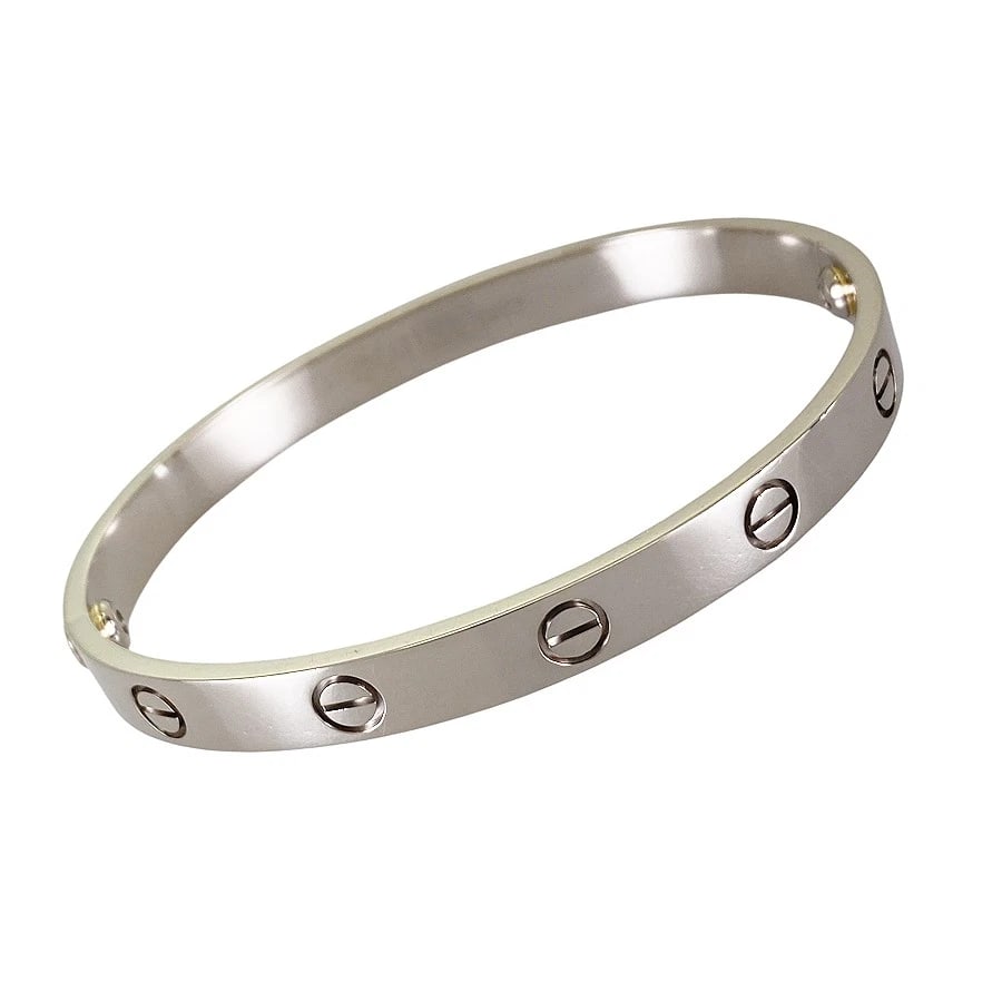 CARTIER LOVE WHITE GOLD BRACELET: Cartier Love White gold Bracelet Brand: Cartier Type/Style: Bracelet Material: 18K White Gold, Color: Silver Size: Bracelet width:6.2mm Wrist Size:16cm Accessories: None Accessories Notice: