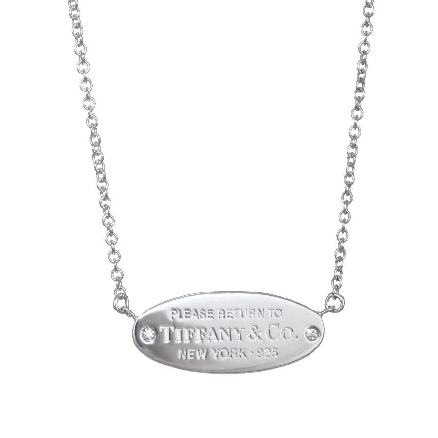 TIFFANY & CO. OVAL ID TAG DIAMOND SV925 NECKLACE: Tiffany & Co. Oval ID Tag Diamond SV925 Necklace Brand: Tiffany & Co. Type/Style: Necklace Material: Metal Purity 925, Metal Silver, Main Stone/Creation Natural Color: Silver Size: Top: H7.3mm